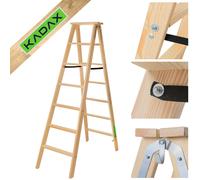 KADAX escalera de madera, escalera de pintor, escalera de pie, con gancho de ...