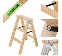 KADAX escalera de madera, escalera de pintor, escalera de pie, con gancho de ...