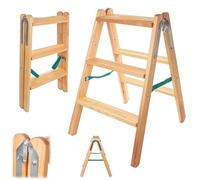 KADAX Escalera de madera plegable con 3 peldaños, para el hogar y la pintura, escalera de madera resistente