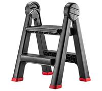 KADAX Escalera Plegable para Taller, 47 x 44 x 63 cm, de Plástico, 2 Peldaños, Soporta Hasta 150 kg, Color Negro