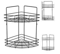 KADAX Estante para ducha, organizador de baño, estante esquinero, estante de baño, estante de ducha, gel de ducha y soporte para champú, cesta de ducha (negro, 2 niveles)