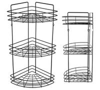 KADAX Estantería de ducha de esquina, organizador de baño, estante de esquina, estante de baño, estante de ducha, soporte para gel de ducha y champú para la ducha, cesta de ducha (Negro, 3 niveles)