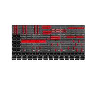 KADAX Estantería de Pared para Herramientas Grande, 174 x 78 cm, Sistema de Almacenamiento de plástico Resistente, Sistema Modular Resistente a los Rayos UV, Paneles (Rojo y Negro, 110 Piezas)