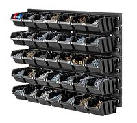 KADAX Estantería de Taller, 58 x 39 cm, estantería de Pared para Herramientas de plástico Resistente, Sistema de Almacenamiento Resistente a los Rayos UV, Paneles de Pared (Negro, 35 Piezas)