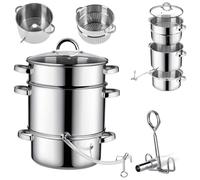 KADAX Exprimidor de vapor de 8 l, de acero inoxidable con tapa de cristal, apto para lavavajillas, para todo tipo de fuegos, también apto para inducción (plata)