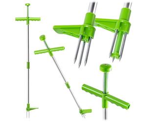 KADAX Extractor manual de malezas de aluminio, herramienta de extracción de malezas manual de mango largo, removedor de malezas para eliminar las malas hierbas de manera eficiente (plata)