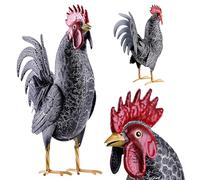KADAX Figura de jardín de gallo, 37 cm, gran estatua de jardín de acero pulverizado, figura de pájaro de metal para jardín, decoración de jardín pintada a mano, figuras decorativas de metal