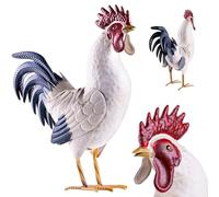 KADAX Figura de jardín de gallo, 37 cm, gran estatua de jardín de acero pulverizado, pintado a mano, decoración de jardín, figura de pollo de metal para exteriores