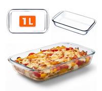 KADAX forma rectangular para horno de 1L de vidrio resistente al calor, moldes de gas aptos para lavavajillas, vajilla para asar, forma de horno de vidrio para lasaña, pasteles
