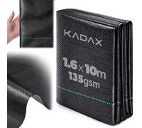 KADAX Forro polar para malas hierbas de 1,6 x 10 m, 135 g/m², resistente lámina para jardín de polipropileno, resistente al agua para un control eficaz de malezas, lámina para plantas (negro)