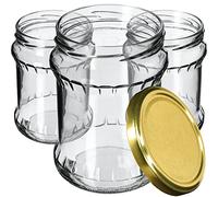 KADAX Frascos de Vidrio con Tapa de 500 ml, Tarros de Almacenamiento con Tapa de Rosca, Tarros de Conserva, Tarros Redondos (Dorado/8 Unidades)