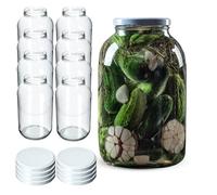 KADAX Frascos de vidrio de 4 litros, frascos grandes de apertura ancha para conservar, encurtir y fermentar, frascos de almacenamiento para encurtidos y chucrut (juego de 8, tapas blancas)