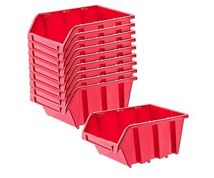 KADAX Gavetas Apilables y Modulares de Plastico para Herramientas, Cajas Organizadoras de Almacenaje, Cajas de Almacenamiento (Rojo: 10, 195 x 120 mm)