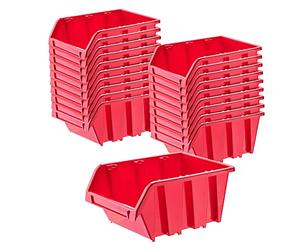 KADAX Gavetas Apilables y Modulares de Plastico para Herramientas, Cajas Organizadoras de Almacenaje, Cajas de Almacenamiento (Rojo: 20, 195 x 120 mm)