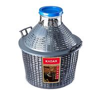 KADAX - Globo de Cristal con Cesta de plástico, Abertura Ancha, tapón de Goma, Globo de fermentación de Vino, Botella de Cristal, gallone, Recipiente de fermentación,Beige, 25l