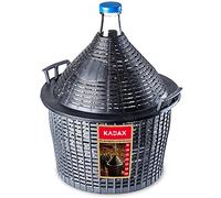 KADAX - Globo de Cristal con Cesta de plástico, tapón de Goma, Abertura Estrecha, Botella de Vino, Botella de Cristal, gallón, Recipiente de fermentación, Cristal y plástico, Gris, 20 L