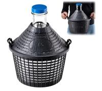 KADAX - Globo de Cristal con Cesta de plástico, tapón de Goma, Abertura Estrecha, Botella de Vino, Botella de Cristal, gallón, Recipiente de fermentación, Cristal y plástico, Gris, 5 l