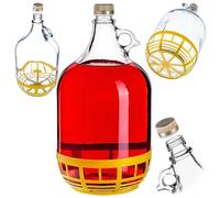 KADAX Globo de cristal para vino 5L, boca estrecha, galón, recipiente de fermentación, botella, botella de cristal, globo de fermentación, globo de fermentación (tapón de rosca)