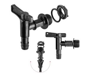 KADAX Grifo de drenaje para barril de lluvia, grifo de plástico de 3/4 pulgadas, grifo con junta y tuerca de retención, cinta de sellado, grifo para depósito de agua (negro, 86 mm)