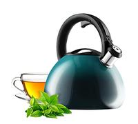 KADAX Hervidor de té de acero inoxidable, hervidor de agua de 3 l, hervidor de agua retro en 3 colores diferentes, hervidor de agua con efecto ombre, hervidor de silbato (turquesa)