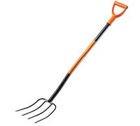 KADAX Horquilla de Acero, Horquilla de 132 cm de Longitud, Horquilla para cavar, Horquilla de jardín ergonómica, Horquilla con Mango en D, Horquilla de jardín (4 púas, Negro/Naranja)