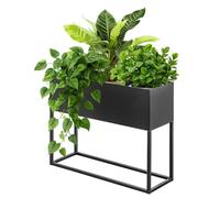 KADAX Jardinera ancha de barra de acero negro, soporte para flores para interior y exterior, parterre, maceta, macetero, soporte para flores (altura: 50 cm)