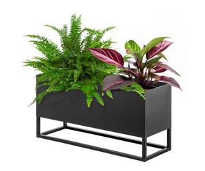 KADAX Jardinera ancha de barra de acero negro, soporte para flores para interior y exterior, parterre, maceta, macetero, soporte para flores (altura: 30 cm)