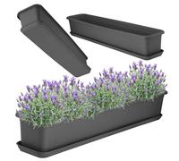 KADAX Jardinera con plato, jardinera de plástico para balcón, jardinera para interiores y exteriores, maceta para balcón, terraza, alféizar de ventana (80 cm, antracita)