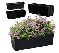 KADAX Jardinera de 18,5 x 56 cm, diseño liso, negro, con inserto, resistente a la intemperie, para balcón y exterior