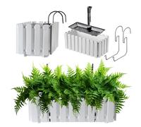 KADAX Jardinera, maceta para balcón en 2 tamaños y 4 variantes de color, maceta en aspecto de lamas, maceta de estilo rústico, jardinera con corcho de goma (40 cm, blanco)