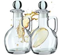 KADAX Jarra de aceite con asa, botella de aceite con tapón, botella de cristal para especias líquidas, dispensador de aceite de cristal, jarra de cristal para llenar (juego de 2 x 100