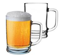 KADAX Jarra de cerveza de 0,4 litros, juego de 2 vasos de cerveza con asa, jarra grande de cristal de pared gruesa, vaso de cerveza en diseño clásico, jarra de cristal para cerveza