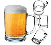 KADAX Jarra de cerveza de 0,4 litros, vaso de cerveza con asa, grandes jarras de cerveza de vidrio de pared gruesa, vasos de cerveza en diseño clásico, jarra de cristal para cerveza
