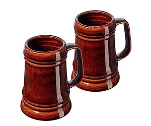 KADAX Jarra de cerveza de cerámica, apta para lavavajillas, con mango manejable, jarra de piedra para vino, cerveza, vino caliente y miel líquida (2, 500 ml)