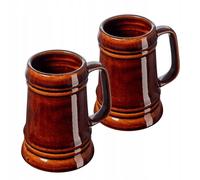 KADAX Jarra de cerveza de cerámica, apta para lavavajillas, con mango manejable, jarra de piedra para vino, cerveza, vino caliente y miel líquida (2, 500 ml)