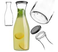 KADAX Jarra de cristal de 1 L, 1 pieza, botellas de cristal con tapón de rosca, jarra vacía para rellenar, botellas de licor, jarra de agua de cristal, botellas para agua y zumo