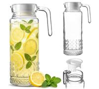 KADAX Jarra de cristal de 1 litro con tapa y asa, jarra para frigorífico de | Jarra de agua, jarra para agua, limonada y té helado, jarra de agua, jarra de zumo