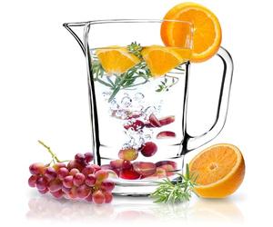 KADAX Jarra de Vidrio Transparente con una Capacidad de 1.23 Litros, Jarra de Cristal con Asa para Servir Bebidas Frías como Agua, Leche, Zumos, Limonadas y Más