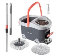 KADAX Juego completo de mopa con mango telescópico y cubo con función de escurridor, fregona con cubo de limpieza, limpiador para limpieza de suelos