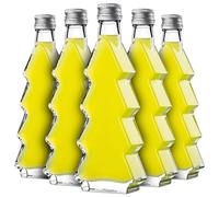 KADAX Juego de 10 botellas de cristal en forma de árbol de Navidad, 200 ml, con tapón de rosca plateado - Botellas vacías para rellenar con licor y aguardiente, ideal para Navidad y como regalo