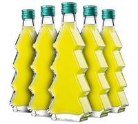 KADAX Juego de 10 botellas de cristal en forma de árbol de Navidad, 200 ml, con tapón de rosca verde - Botellas vacías para rellenar con licor y aguardiente, ideal para Navidad y como regalo