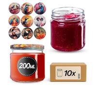 KADAX Juego de 10 de 200 ml con tapa de rosca Ø 66 mm tarros de postre de paredes gruesas, herméticos, aptos para lavavajillas, ideales para mermeladas y conservas