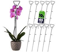 KADAX Juego de 10 soportes para plantas de acero de 50 cm de altura, para orquídeas, flores, plantas, plantas de interior, macetas, enredaderas, viñedos (triángulo)