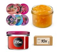 KADAX Juego de 10 tarros de mermelada de 235 ml con tapa de rosca en frutos del bosque Ø 82 mm - Tarros de conserva para mermelada, chutneys, verduras en escabeche, patés, embutidos, carne, comida