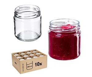 KADAX Juego de 10 Tarros Pequeños de 200 ml, Botes de Cristal con Tapa Hermética de 66 mm para Miel, Conservas, Especias y Mermeladas (Sin Tapas)