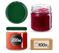 KADAX Juego de 100 de 200 ml con tapa de rosca Ø 66 mm, tarros de postre de paredes gruesas, herméticos, aptos para lavavajillas, ideales para mermeladas y conservas