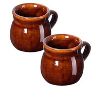 KADAX Juego de 2 vasos de barro, 250 ml, tazas de cerámica con asa para vino caliente, hidromiel y té, taza de cerámica hecha a mano, taza de Navidad, taza de vino caliente de arcilla