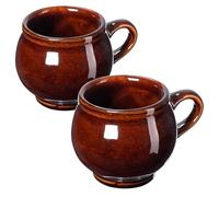 KADAX Juego de 2 vasos de barro, 300 ml, tazas de cerámica con asa para vino caliente, hidromiel y té, taza de cerámica hecha a mano, taza de Navidad, taza de vino caliente de arcilla