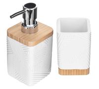 KADAX Juego de 2 vasos para cepillos de dientes y dispensador de detergente, vaso decorativo para cepillos de dientes, dispensador de jabón moderno para detergente (blanco cuadrado)