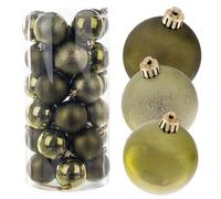 KADAX Juego de 30 bolas de plástico para árbol de Navidad, color verde oliva